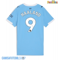 Camisa de time de futebol Manchester City Erling Haaland #9 Replicas 1º Equipamento Feminina 2025-26 Manga Curta